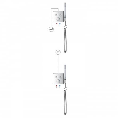Купить Термостат Grohe Grohtherm SmartControl внешняя часть 29125000 со встроенным держателем ручного душа по низкой цене