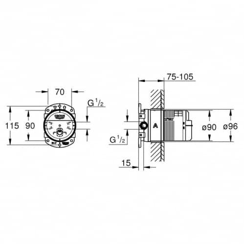 Купить Встроенная часть Grohe 26483000 универсальная, для верхнего душа по низкой цене