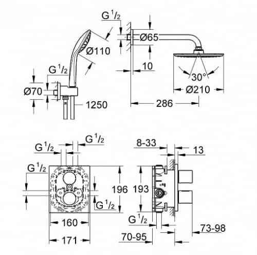 Душевой гарнитур Grohe Grohtherm 3000 Cosmopolitan 34408000
