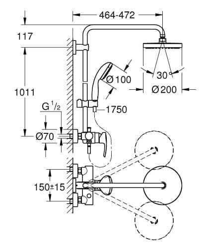 Душевой гарнитур Grohe New Tempesta 200 26244001