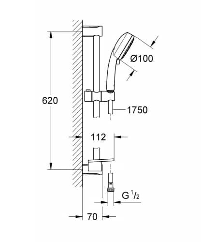 Душевой гарнитур Grohe New Tempesta Cosmopolitan 100 27928002 с полочкой