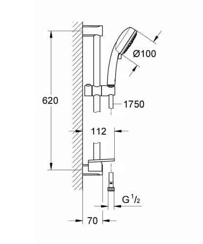 Душевой гарнитур Grohe New Tempesta Cosmopolitan 100 27929002 с полочкой