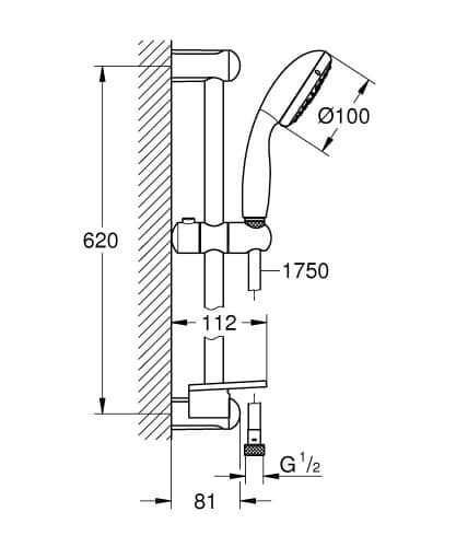 Душевой гарнитур Grohe New Tempesta 27600001 с полочкой