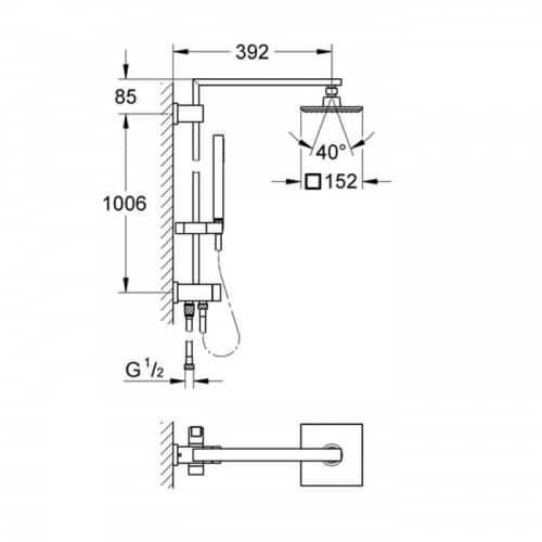 Купить Стойка Grohe Euphoria Cube 27696000 душевая с переключателем по низкой цене