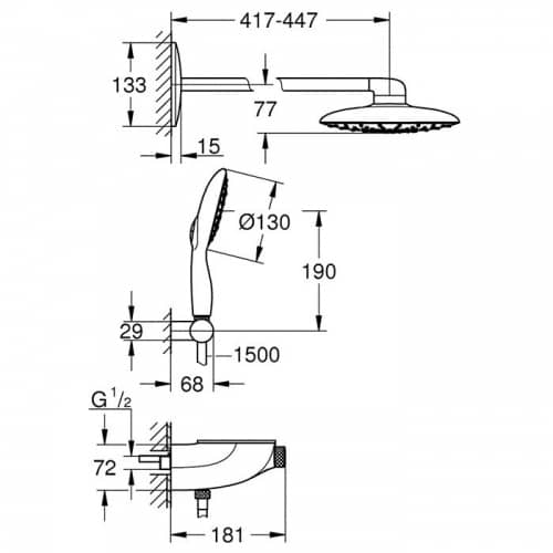 Душевой гарнитур Grohe Rainshower SmartControl Mono 26446000 с термостатом