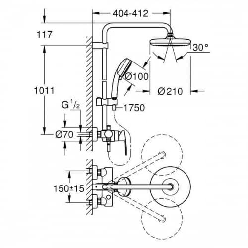 Купить Стойка Grohe Tempesta Cosmopolitan 210 26224001 душевая с смесителем по низкой цене