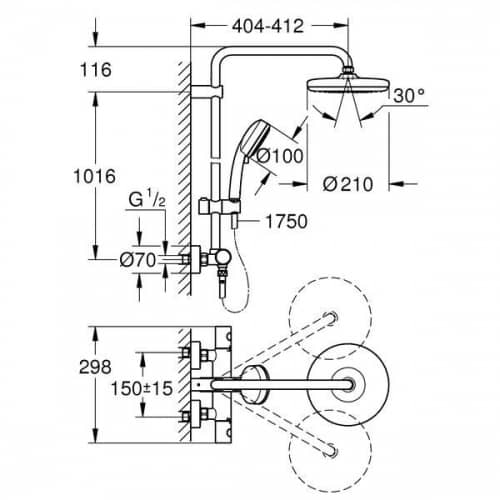 Купить Стойка Grohe Tempesta Cosmopolitan 210 27922001 душевая с термостатом по низкой цене