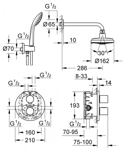 Душевой гарнитур Grohe Grohtherm 3000 Cosmopolitan 34399000