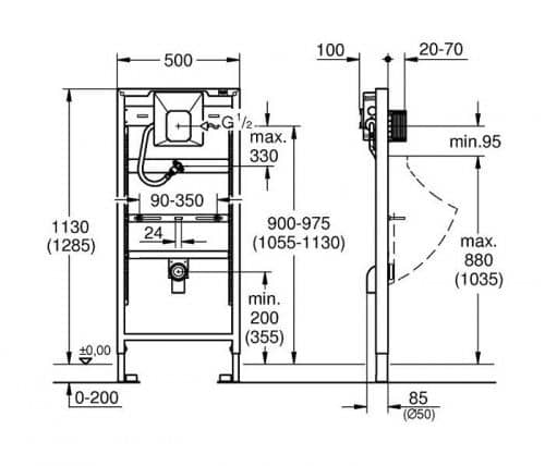 Купить Система инсталляции для писсуара Grohe Rapid SL 38786001 по низкой цене