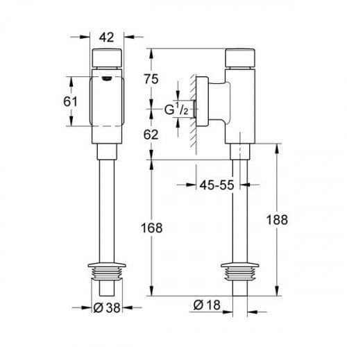 Купить Устройство Grohe Rondo 37339000 смывное для писсуара по низкой цене