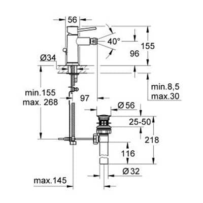 Купить Смеситель Grohe BauClassic 32864000 для биде по низкой цене