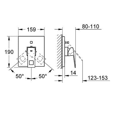 Купить Смеситель Grohe Eurocube для ванны, внешняя часть 19896000 по низкой цене