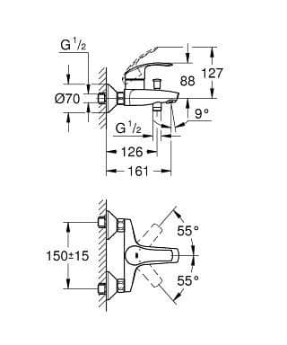 Купить Смеситель Grohe Eurosmart 33300002 для ванны по низкой цене