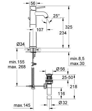Купить Смеситель Grohe BauClassic 32868000 для раковины по низкой цене