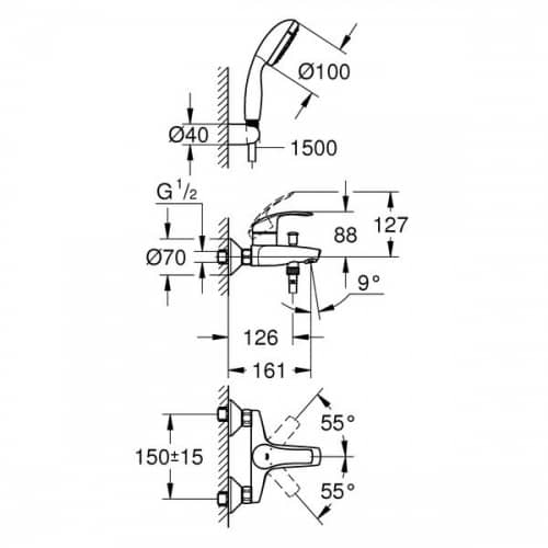 Душевой гарнитур Grohe Eurosmart New 3330220A