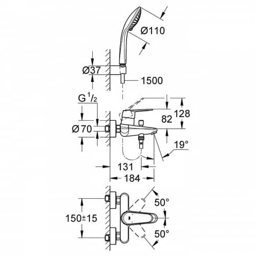 Душевой гарнитур Grohe Eurodisc Cosmopolitan 33395002