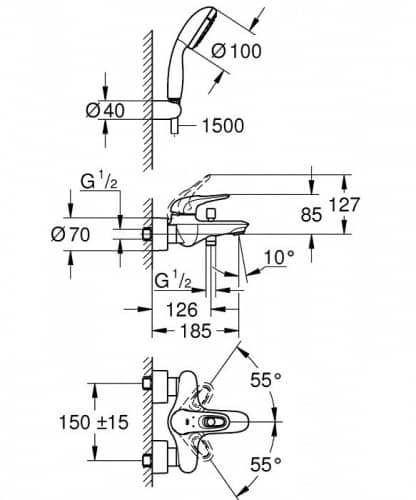 Душевой гарнитур Grohe Eurostyle New 3359230A