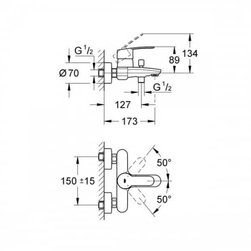 Купить Смеситель Grohe Eurostyle Cosmopolitan 33591002 для ванны по низкой цене