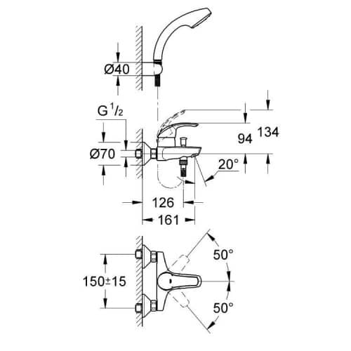 Душевой гарнитур Grohe Eurosmart 33302001