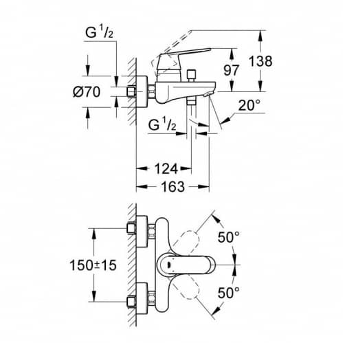 Купить Смеситель Grohe Eurosmart Cosmopolitan 32831000 для ванны по низкой цене