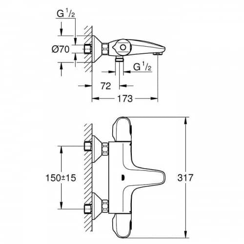 Купить Термостат с душем Grohe Grohtherm 1000 34155003 для ванны по низкой цене