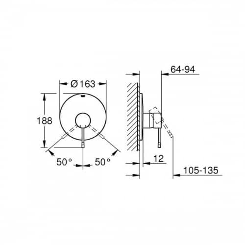 Купить Смеситель Grohe Essence+ для ванны, внешняя часть 19286001 по низкой цене