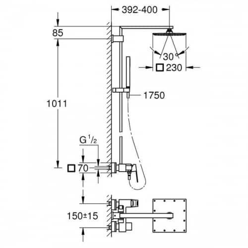 Купить Стойка Grohe Euphoria Cube 230 23147001 душевая по низкой цене