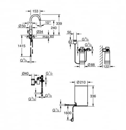 Купить Вентиль Grohe Red Mono New 30085001 для кухни с водонагревателем по низкой цене