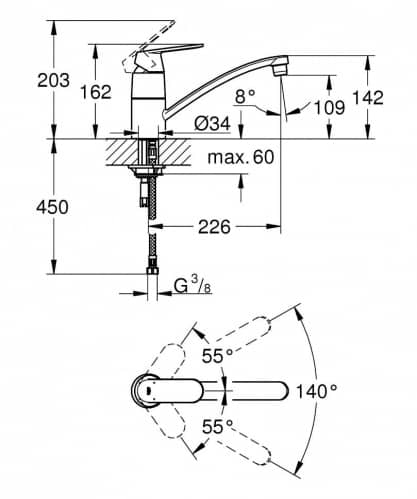 Купить Смеситель Grohe Eurosmart Cosmopolitan 32842000 для кухни по низкой цене
