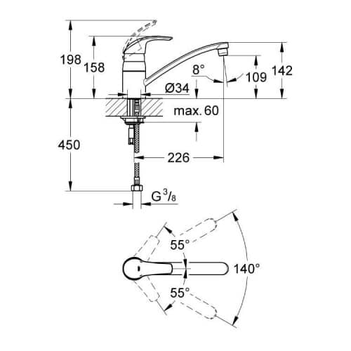 Купить Смеситель Grohe Eurosmart 33281001 для кухни по низкой цене