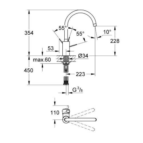 Купить Смеситель Grohe Eurosmart Cosmopolitan 32843000 для кухни по низкой цене
