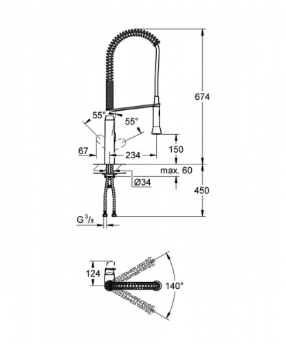 Купить Смеситель Grohe K7 32950DC0 для кухни суперсталь профессиональный по низкой цене