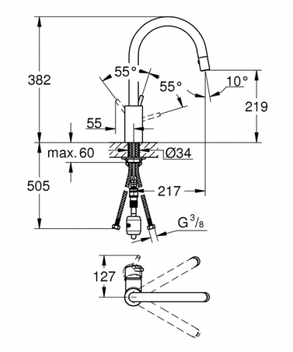 Купить Смеситель Grohe Concetto 31483001 для кухни по низкой цене