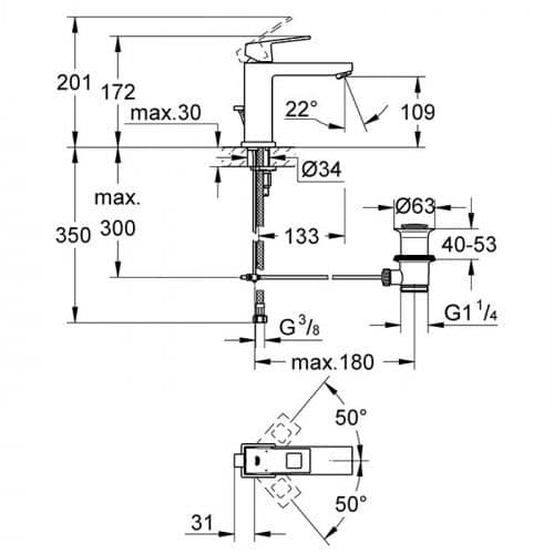 Купить Смеситель Grohe Eurocube 23445000 для раковины по низкой цене