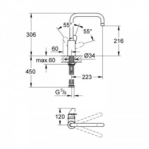 Купить Смеситель Grohe Eurodisc Cosmopolitan 32259002 для кухни по низкой цене
