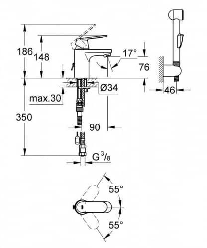 Душевой гарнитур Grohe Eurosmart Cosmopolitan 23125000 для раковины