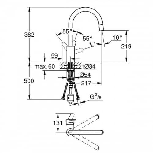 Купить Смеситель Grohe Eurostyle Cosmopolitan 31482002 для кухни по низкой цене