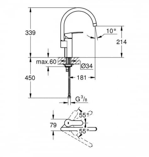 Купить Смеситель Grohe Eurostyle Cosmopolitan 30221002 для кухни по низкой цене