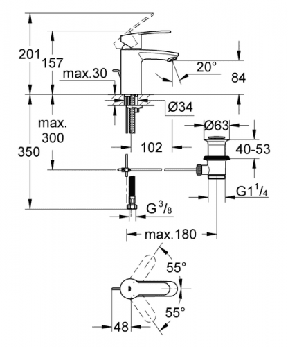 Купить Смеситель Grohe Eurostyle Cosmopolitan 3355220E для раковины по низкой цене