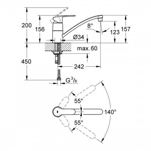 Купить Смеситель Grohe Eurostyle Cosmopolitan 33977002 для кухни по низкой цене
