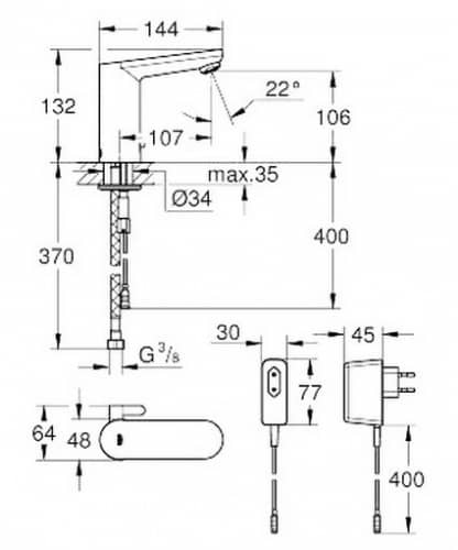 Купить Смеситель Grohe Eurosmart Cosmopolitan E 36327001 для раковины по низкой цене
