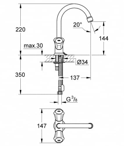 Купить Смеситель Grohe Costa S 21338001 для раковины по низкой цене