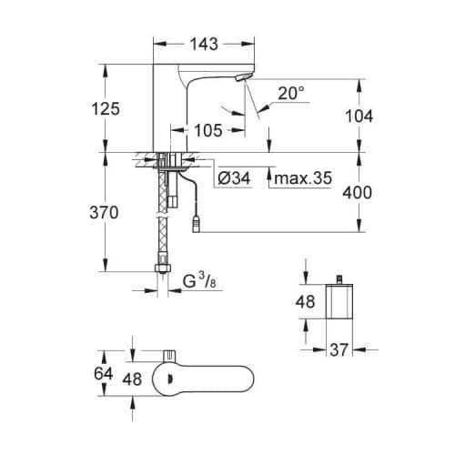 Купить Смеситель Grohe Eurosmart Cosmopolitan E 36327000 для раковины по низкой цене