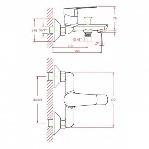 Купить Смеситель Zollen Korbach KR61411541 для ванны, с душевым набором по низкой цене