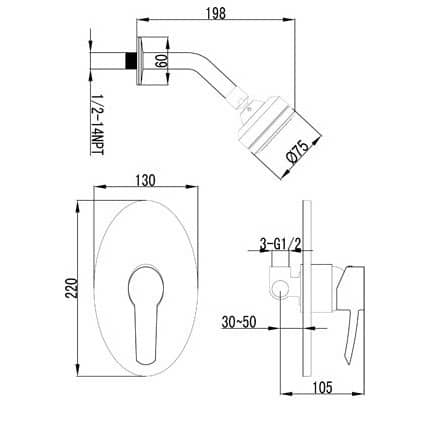 Смеситель для душа Lemark Atlantiss LM3220C встраиваемый