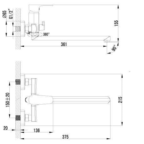 Купить Смеситель Lemark Plus Factor LM1651C для ванны по низкой цене