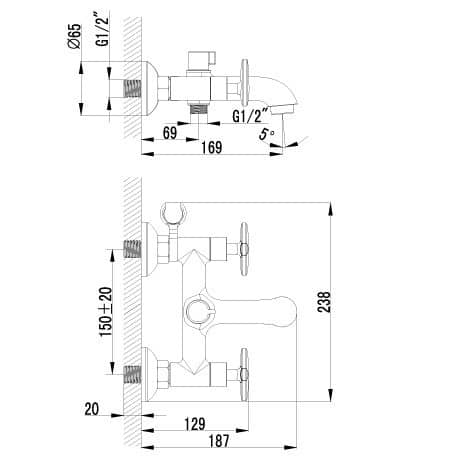 Купить Смеситель Lemark Plus Spirit LM1912C для ванны по низкой цене