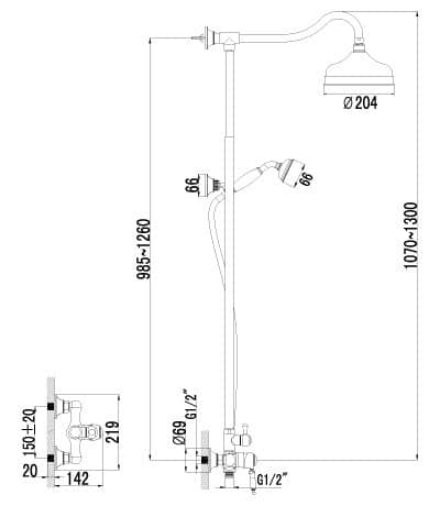Душевой гарнитур Lemark Villa LM4860B для ванны