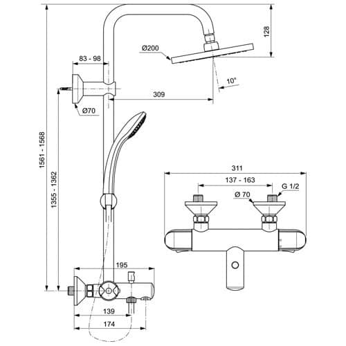 Душевой гарнитур Ideal Standard Idealrain Eco B1377AA