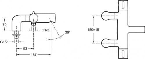 Купить Термостат Jacob Delafon Cuff E78521-CP на борт ванны по низкой цене